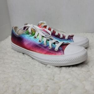 Converse Check Taylor All Star Low Top Sneaker Women's 8 Rainbow Glitter Pride